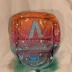 Justice Orange and Pink Mini Backpack with Sparkly Design